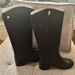 Black Riding Boots. NWT- Merona, size 7 1/2 wide calf with elastic backs.